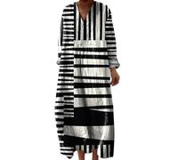 Generisch Minikleid Damen Sexy, Baumwollkleid Damen Sommer, Strandkleid Lang Maxikleider V Ausschnitt Sommerkleider Leicht Und Luftig Boho Kleid Elegante Midikleid Freizeitkleid, Deal des Tages