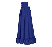 Generisch Mittelalter Rock Damen, Viktorianischer Rock Lang Hoher Taille A-Linien Gothic Skirt Mit GüRtel Vintage Ruffle Elegant Renaissance Kleid FüR Halloween Karneval Cosplay Geschenk