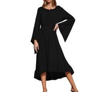 Generisch Mittelalterliches Schulterfreies langes Kleid mit ausgestellten Ärmeln, elegant tailliert, für Bühnenauftritte, Bankette Feierlichkeiten (Black, M)
