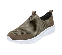 Generisch Mode Herren Turnschuhe Atmungsaktives Mesh Flach Schnür Freizeitschuhe (Khaki, 48)