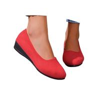 Generisch Modische Slipper, bequeme Loafer mit klobigem Absatz für den Alltag (Red, 40)
