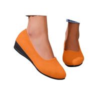 Generisch Modische Slipper Loafer Damen mit klobigem Absatz für bequemen Alltagstragkomfort stilvolle Freizeitmode (Orange, 41)