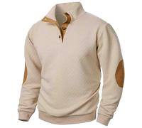 Generisch Modischer Hoodie Herren Winter Stehkragen Sweatshirt Joint Stitching Lässiges Jacquard Sweatshirt ohne Kapuze Herren Mantel Aus Wolle (Khaki, M)