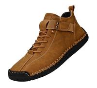 Generisch Mokassins Herren Comfort Flache Wasserdichter Schmerzlindernder Leder-BarfußSchuh Bootsschuhe Weich Lederstiefel Klassische Loafer Gummi Sohle Lederschuhe Outdoor Wanderschuhe Stiefeletten