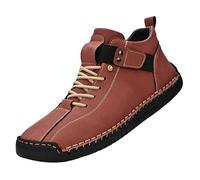 Generisch Mokassins Herren Comfort Flache Wasserdichter Schmerzlindernder Leder-BarfußSchuh Bootsschuhe Weich Lederstiefel Klassische Loafer Gummi Sohle Lederschuhe Outdoor Wanderschuhe Stiefeletten