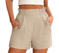 Generisch Monatsabrechnung Anzeigen Kurze Hose Damen Sommer Shorts Lässige Für Frauen, Bequeme Mit Elastischer Taille, Leichte Für Den Strand, Weites Bein Mit Urlaubsoutfits Schwarz Knielang