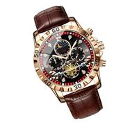 Generisch Mondphasen Uhr | wasserdichte Casual Uhr Mit Leuchtziffern & Mondphasenanzeige - Sportliche Freizeituhr Mit Kunstlederarmband Für Outdoor, Beruf, Wandern Und Alltag