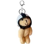 Generisch Motorrad Bär Schlüsselanhänger, Süßer Plüsch Anhänger, Cartoon Bär Dekoration Plüschtier Schlüsselband Mit Helm Stofftier Anhänger Schlüsselanhänger Für Reiserucksack Schultasche