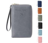 Generisch Multi-Functional RFID Passport Wallet - Travel Essential Rfidpassport Holder Wallets for Women Men (Gray)