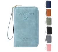 Generisch Multi-Functional RFID Passport Wallet - Travel Essential Rfidpassport Holder Wallets for Women Men (Light Blue)