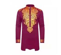 Generisch Muslim Tunika Herren Langarm Nahen Osten Kaftan Muslimische Hemden Arabisch Islamische Abaya Bügelfrei Bronzing Kaftan Hemden Top Ethnische Kleider Robe Gebetskleidung Kaftan für Männer
