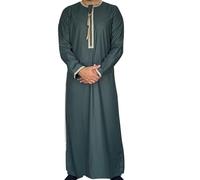 Generisch Muslimische Herren Arabische Kleidung Kaftan Abaya Gewand Robe Thobe Gebet Eid Islamische Nahen Osten Gebetskleidung Dubai Lange Ärmel Retro Tuniken Kandoura Weicher Locker Ramadan,Grün,56