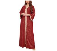 Generisch Muslimische Kleider Damen Elegant Lange Robe Baggy Langarm Abendkleid Dubai Kaftan Thobe Gebetskleidung Frauen Muslim Kleidung Freizeitkleid Islamische Arabische Ballkleid Gebetskleid