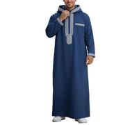 Generisch Muslimische Robe Herren Ethnische Maxikleid Ramadan Roben Taiji-Kleidung Muslim Kleid Langarm Kaftan Herren Lang Nachthemd Lang Thobe Tunika Nachthemd Ramadan Roben Abaya-Kaftan für Männer