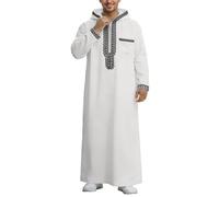 Generisch Muslimische Robe Herren Ethnische Maxikleid Ramadan Roben Taiji-Kleidung Muslim Kleid Langarm Kaftan Herren Lang Nachthemd Lang Thobe Tunika Nachthemd Ramadan Roben Abaya-Kaftan für Männer
