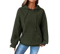 Generisch Must Haves Hoodie Damen Kapuzenpullover Waffel Pullover Mit Taschen Kordelzug Sweatshirt Einfarbig Langarmshirt Lässig Oberteile Kapuze Pulli Winter Blacks Friday Angebote