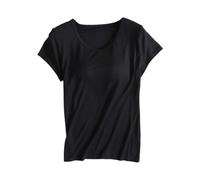 Generisch Must Haves Meine Bestellungen Ansehen Unterhemd Damen BH-Hemd Basic Top Mit Integriertem BH Slim Fit Shirts Frauen Sommer Tops Unterhemden Kurzarm Stretch Oberteil Primedays