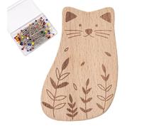 Generisch Nadelhalter aus Holz - 8 x 5 cm magnetisches Nadelkissen, Cartoon-Tier-Buchenholzhalter, Mehrzweck-Näh-Organizer mit 100 Eisennadeln | Organizer für Quilten, Sticken, Schneidern, Schneidern