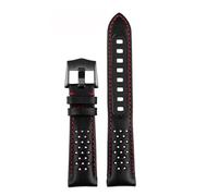 Generisch Neues, atmungsaktives 21-mm-Echtlederarmband, kompatibel mit dem Uhrenarmband der Serie Omega 311.92 Super Moon Dark Side Apollo ..44(Red line-black)