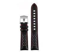 Generisch Neues, atmungsaktives 21-mm-Echtlederarmband, kompatibel mit dem Uhrenarmband der Serie Omega 311.92 Super Moon Dark Side Apollo ..44(Red line-silver)