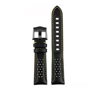 Generisch Neues, atmungsaktives 21-mm-Echtlederarmband, kompatibel mit dem Uhrenarmband der Serie Omega 311.92 Super Moon Dark Side Apollo ..44(Yellow line-black)