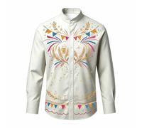 Generisch Oktoberfest Jungen Outfit Jungen Hemd, Trachtenbluse Vintage Mittelalter Kostüm Kinder Outfit Stickerei Bluse Knöpfe Oberteil Faschingskostüm Karneval