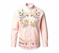 Generisch Oktoberfest Outfit Kinder Hemd Jungen, Trachtenbluse Vintage Mittelalter Kostüm Kinder Outfit Stickerei Bluse Knöpfe Oberteil Faschingskostüm Karneval