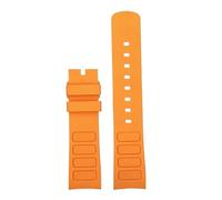 Generisch Original gebogenes Herren-Uhrenarmband aus Gummi, kompatibel mit Mido New Multifort TV M049.526, Sportarmband, Schnellverschluss, grün-blaues Silikonband(Orange No buckle)