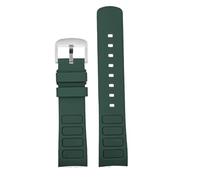 Generisch Original gebogenes Herren-Uhrenarmband aus Gummi, kompatibel mit Mido New Multifort TV M049.526, Sportarmband, Schnellverschluss, grün-blaues Silikonband(Green-silver)