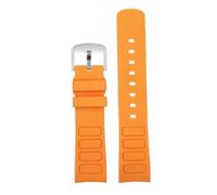 Generisch Original gebogenes Herren-Uhrenarmband aus Gummi, kompatibel mit Mido New Multifort TV M049.526, Sportarmband, Schnellverschluss, grün-blaues Silikonband(Orange-silver)
