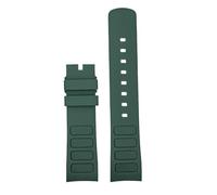 Generisch Original gebogenes Herren-Uhrenarmband aus Gummi, kompatibel mit Mido New Multifort TV M049.526, Sportarmband, Schnellverschluss, grün-blaues Silikonband(Green-No buckle)