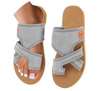 Generisch Orthopädische Sandalen Damen Hallux Valgus Sommer Flach Pantolette Leichte Mesh Zehentrenner Strandlatschen Bequem & Atmungsaktiv Hausschuhe mit Zehe Ring Damenhausschuhe Damen-Slipper