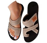 Generisch Orthopädische Sandalen Damen Hallux Valgus Sommer Flach Pantolette Leichte Mesh Zehentrenner Strandlatschen Bequem & Atmungsaktiv Hausschuhe mit Zehe Ring Damenhausschuhe Damen-Slipper