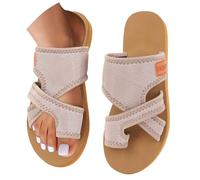 Generisch Orthopädische Sandalen Damen Hallux Valgus Sommer Flach Pantolette Leichte Mesh Zehentrenner Strandlatschen Bequem & Atmungsaktiv Hausschuhe mit Zehe Ring Damenhausschuhe Damen-Slipper