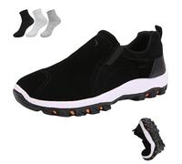 Generisch Orthopädische Schuhe Herren Slip-on-Walking-Schuhe Mit Fußgewölbeunterstützung, Leichte Outdoor-Schuhe, Wander-Arbeits-Turnschuhe (Schwarz,44)