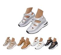 Generisch Orthopedic Sandals for Women Summer Hollow Out Closed Toe Sneaker Breathable Comfortable Platform Arch Support Platform Wedge Sandal Slip On Walking Business Slipper (silver,35)