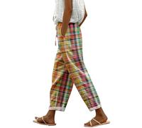 Generisch Outlet Angebote Damen Deals of The Day 7/8 Hose Damen Sommer Leicht Capri Leinenhose Sommerhose Baumwolle Leinen Stoffhose Lockere Strandhose Freizeithose Urlaub Must Haves