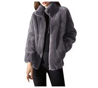 Generisch Outlet Angebote Damen Teddy Fleecejacke Mantel Fleece Faux Spleißen Oberbekleidung Reißverschluss Jacken Tasche Langarm Warmer Mantel Mantel Damen Rostbraun Artikel Unter 2 Euro