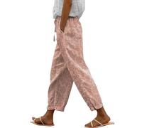 Generisch Outlet Angebote Leichte Sommerhose Damen Damenhose Mit Elastischem Gürtel, Hoher Taille, Leinendruck, Freizeithose Hose Stretch 54 Reise Must Have Labor Day