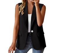 Generisch Outlet Angebote, Sale Damen, Damen Parka Übergang Winter Mantel Ärmelloser Damenmantel, Einfarbig, Cardigan-Anzug, Lässige -Cardigan-Jacke Mit Taschen Wolljacke Damen, Weihnachten Sale