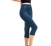 Generisch Outlet Angebote Sale Deals of The Day Leggings Damen Jeansoptik Hohe Taillen Jeggings Stretch Bequem High Waist Jeans 3/4 Hose Sommer Skinny Fit Jeanshose Deal des Tages Heute