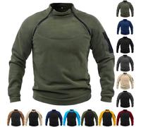 Generisch Oversize Pullover Herren Fleecepullover Herren Outdoor Tactical Sweatshirt Warme Combat Fleece Langarmshirt Winter MilitäR Pulli Leichte Sweater Tops MäNner Strickpullover