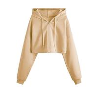 Generisch Oversize Sweatshirt Damen, Damen Pullover Elegant Baumwolle, Cropped Hoodies Zipper Sweatjacke Mit Kapuze Langarm Sweatshirts Oberteile Kapuzenpullover Sommerpullover, 2025 Angebote