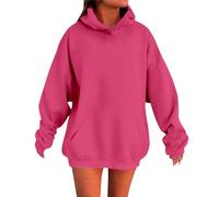Generisch Oversized Sweatshirt Damen mit Kapuze Flauschig Warm Weites Fallen Schulter Langarm Einfarbig Übergröße Kapuzenpullover Casual Streetwear Loose Langrmshirt Herbst Winter Sports Hoodies