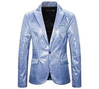 Generisch Pailletten Blazer Herren Glitzer Sakko Slim Fit Jacket Herren Anzugjacken Fasching Pailletten-Jacke Karneval Anzug für Männer Glitzerjacke Glänzende Jacken Silvester Casual Party Outfit