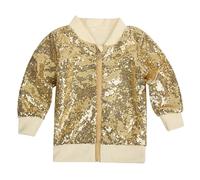 Generisch Paillettenjacke für Mädchen mit Langen Ärmeln Reißverschluss als glänzende Festtagsmode für Kinder (Light Yellow, 2-3 Years)