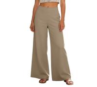 Generisch Palazzo Hose Damen Sommer Modisch Business Weite Hosen Freizeithosen High Waist Elegant Anzughose Stoffhosen Einfarbig Mit Tasche Bundfaltenhose Damenhosen Businesshose