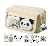 Generisch Panda Pencil Case - Cute Aesthetic Animal School Supplies, Plush Panda Stationery Pouch, High-Capacity Pen Bag with Zipper, Kawaii Desk Organizer | for Kids & Teens