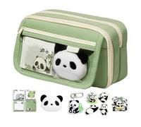 Generisch Panda Pencil Case | Oxford Cloth, 22x7.5x13cm | Large Capacity Stationery Bag | Cute Animal Pouch for Pens & School Supplies (Accessories May Vary)