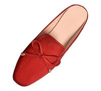 Generisch Pantoletten Damen Clogs Vorne-Geschlossene Hinten Offen Hausschuhe Flache Schuhe Lässig Elegant Büro Damenschuhe Wildleder-Optik Freizeitschuhe Gartenschuhe Sommer Latschen mit Schleifen